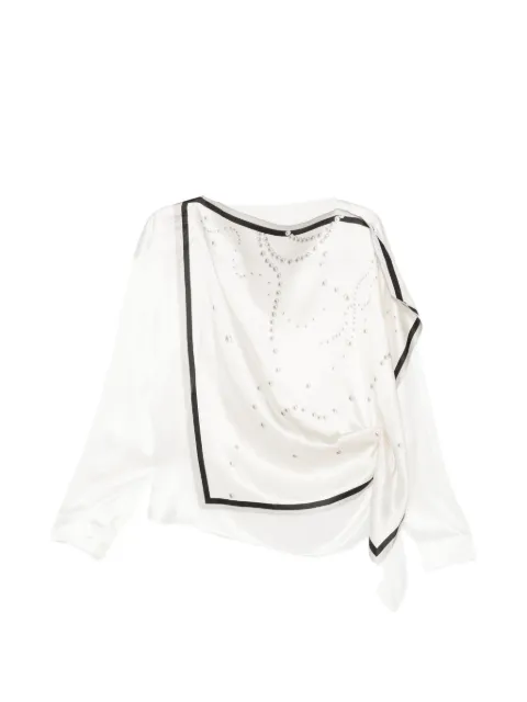 JNBY pearl-print draped blouse