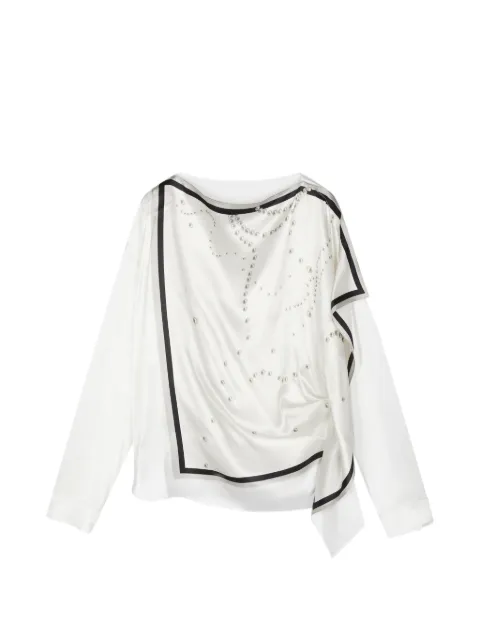 JNBY blusa drapeada con perlas estampadas