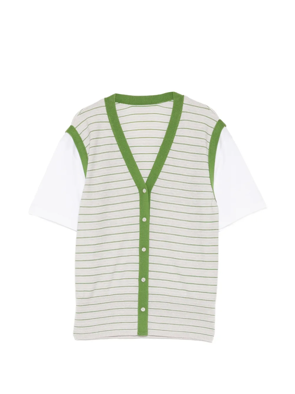 LESS striped mock-layer T-shirt - Grau