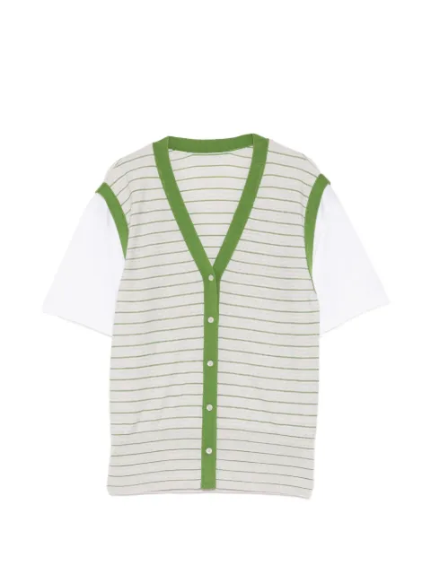 LESS striped mock-layer T-shirt