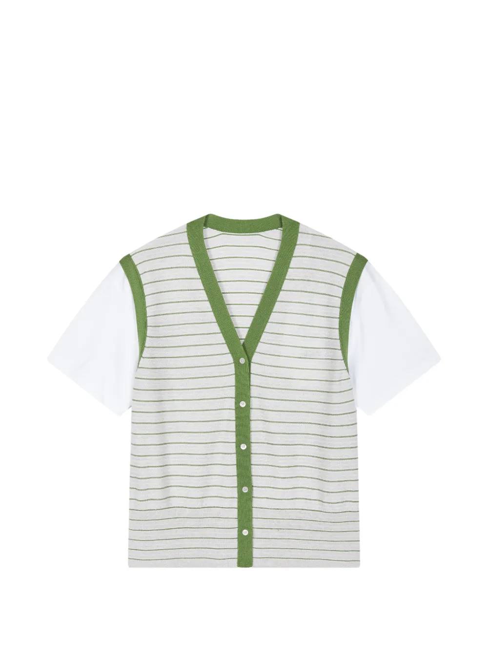 LESS striped mock-layer T-shirt - Grau