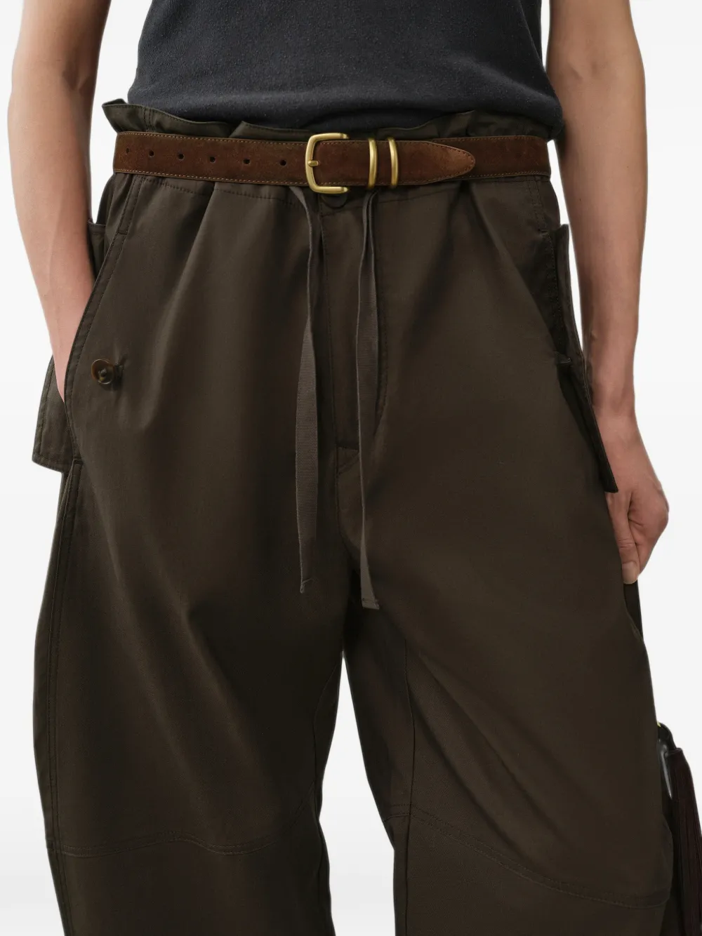 LESS Katoenen broek met barrelpijpen Bruin