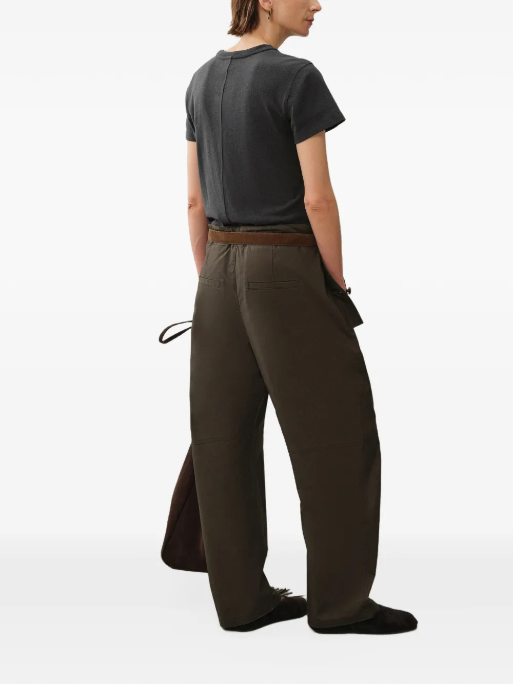 LESS Katoenen broek met barrelpijpen Bruin