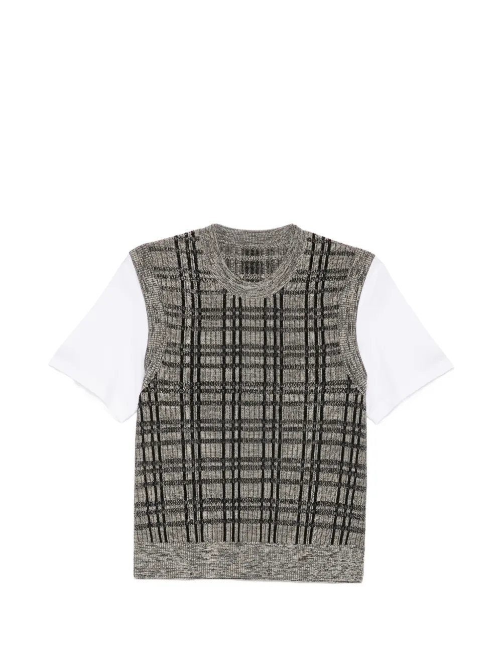 LESS Kariertes T-Shirt im Layering-Look - Grau