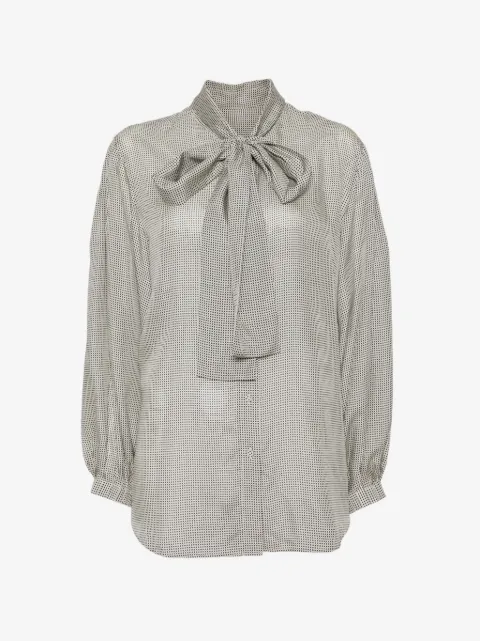 LESS polka-dot pussy-bow shirt