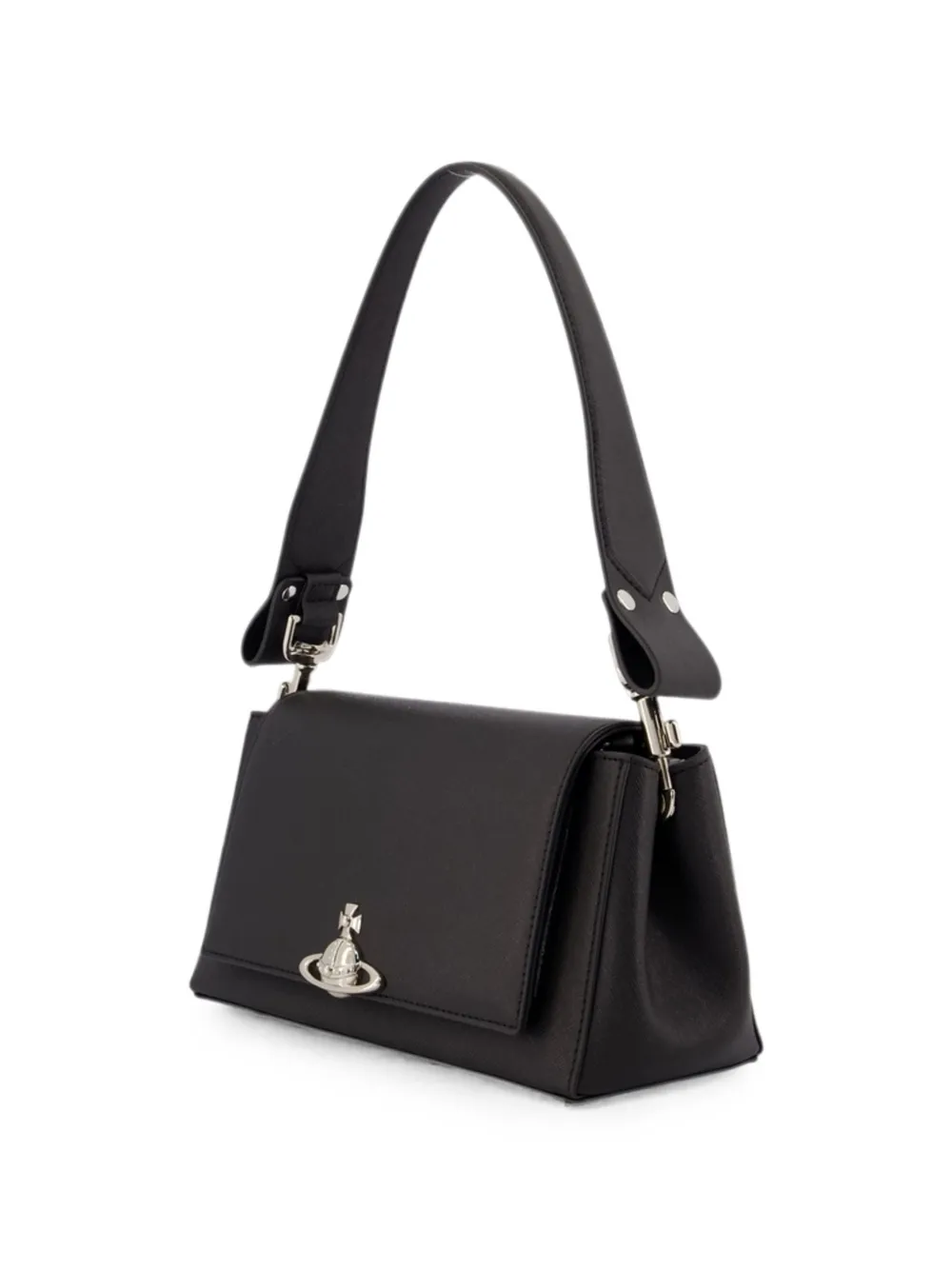 Vivienne Westwood Medium Hazel Grained Leather Tote Bag in Black, view 2