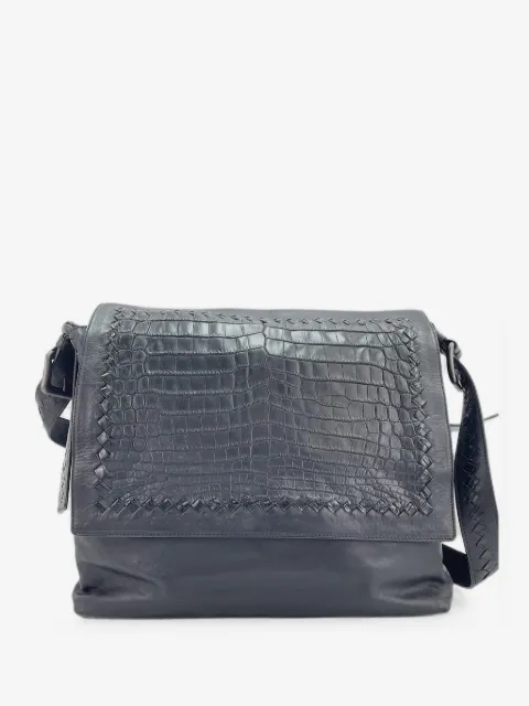 Bottega Veneta Pre-Owned 2000s croco-embossed Intrecciato shoulder bag