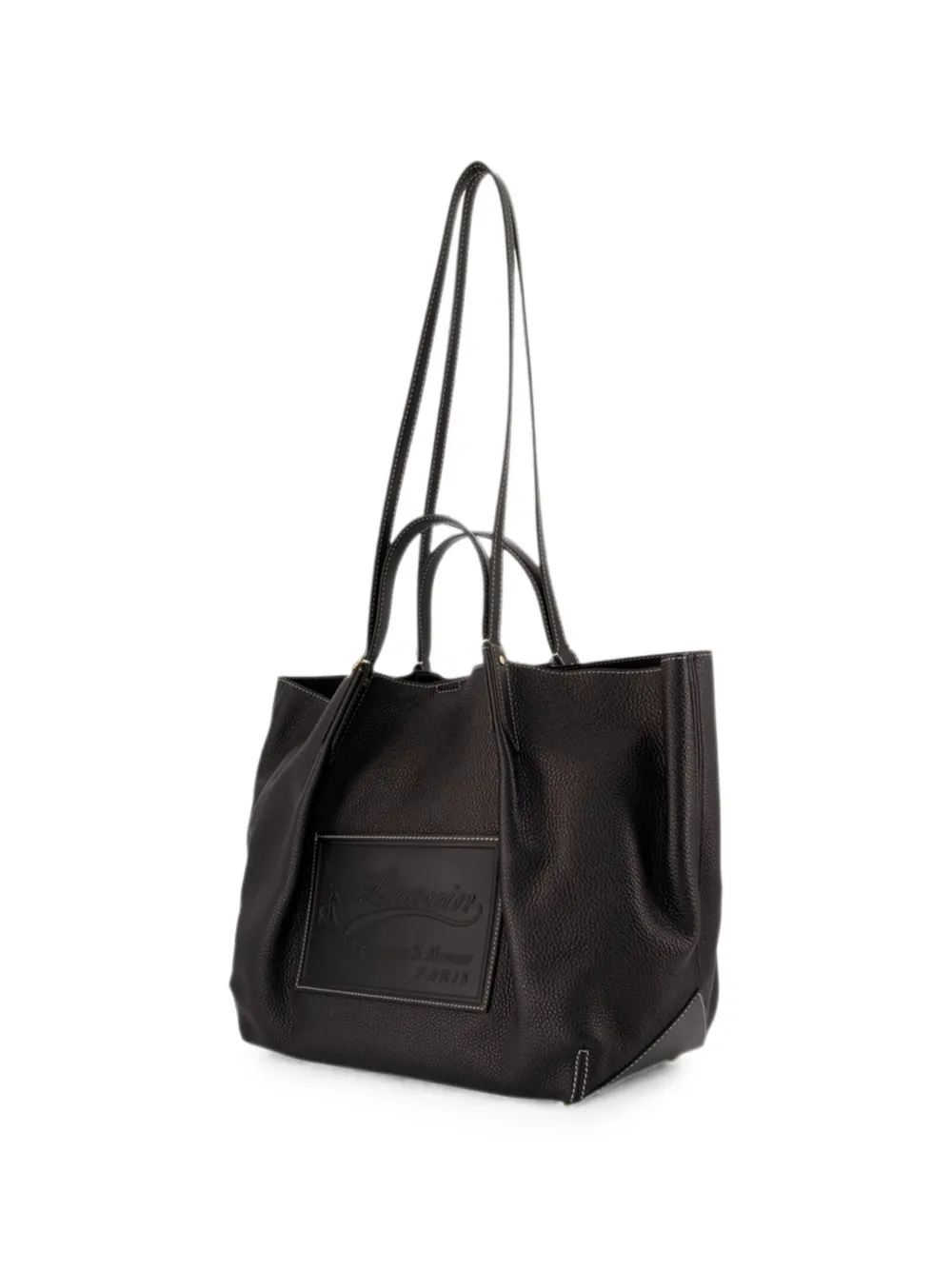 Lanvin Catch shopper met logo-patch Zwart