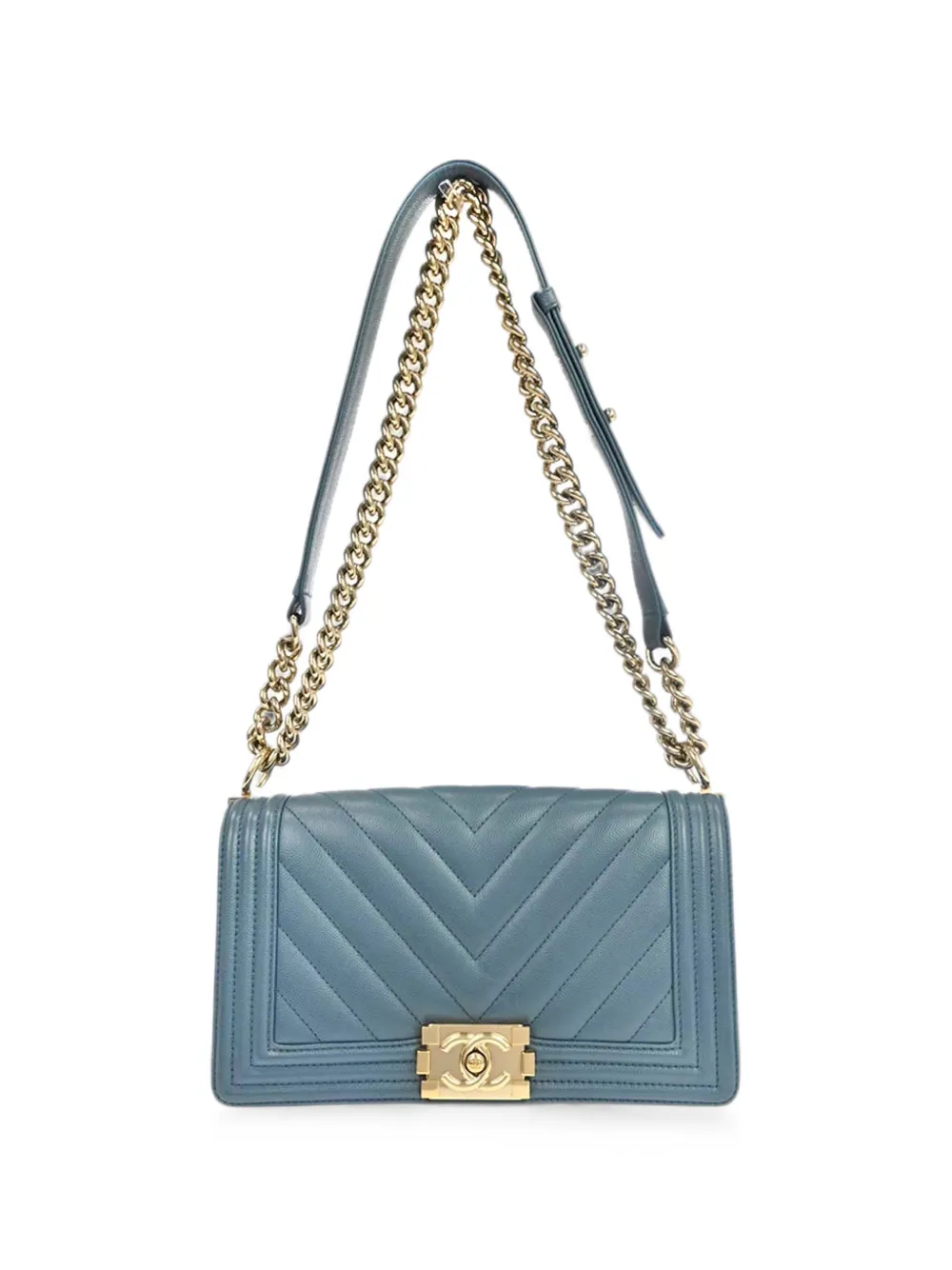 CHANEL Pre-Owned 2017 Chevron Boy shoulder bag - Blu