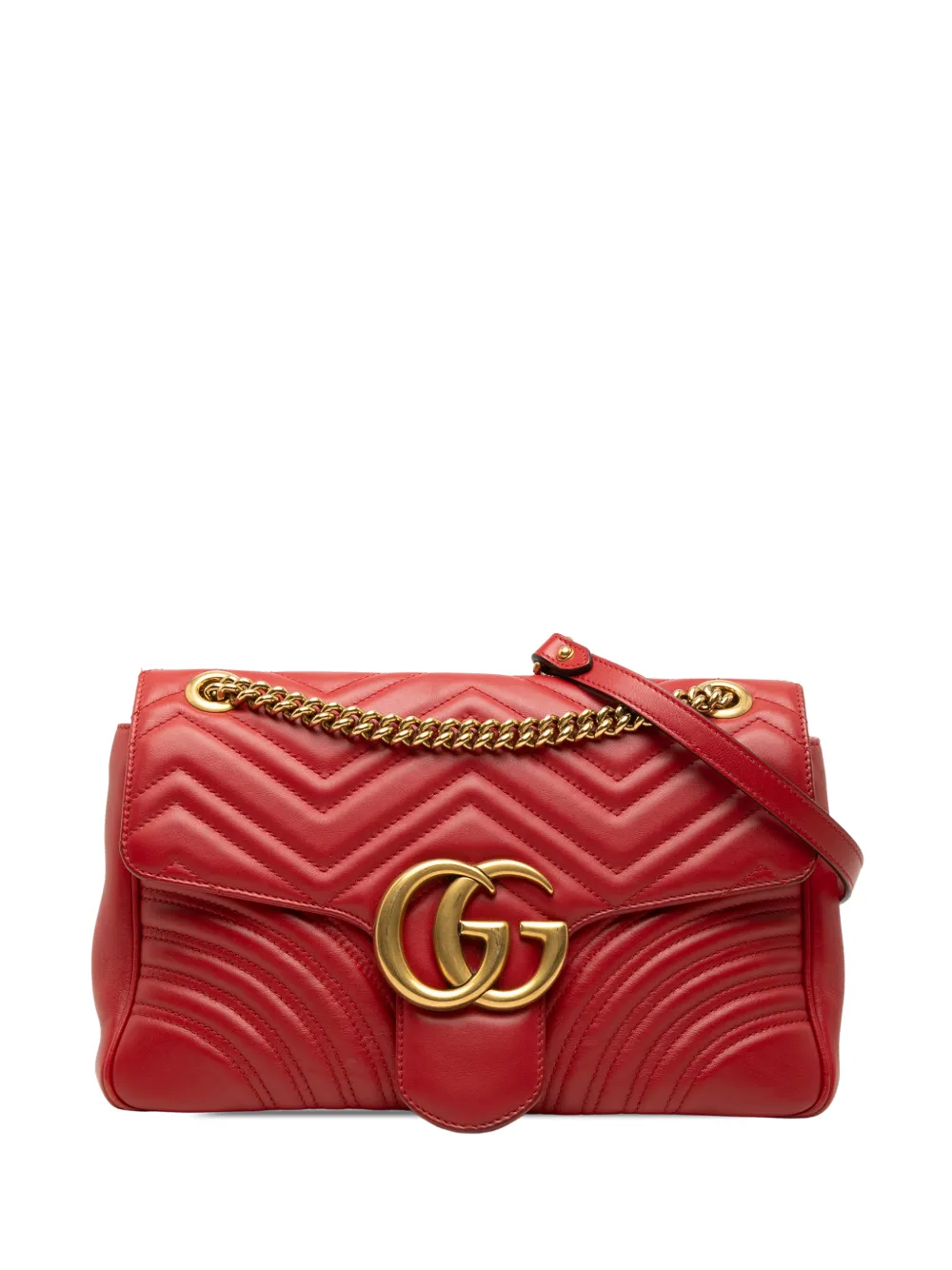 Gucci Pre-Owned Borsa a spalla GG Marmont grande in pelle matelassé 2016-2026 - Rosso