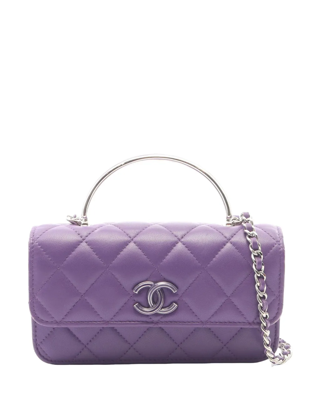 CHANEL Pre-Owned 2021-2026 Mini CC Quilted Lambskin Top Handle Bag satchel - Purple