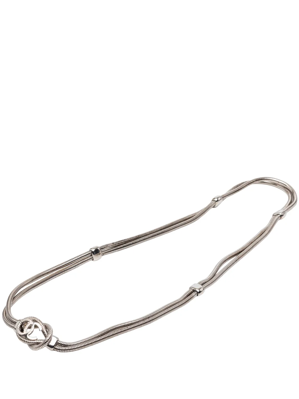 CHANEL Pre-Owned 1997 CC Brass Double Snake Chain Knot Necklace costume necklace - Silver