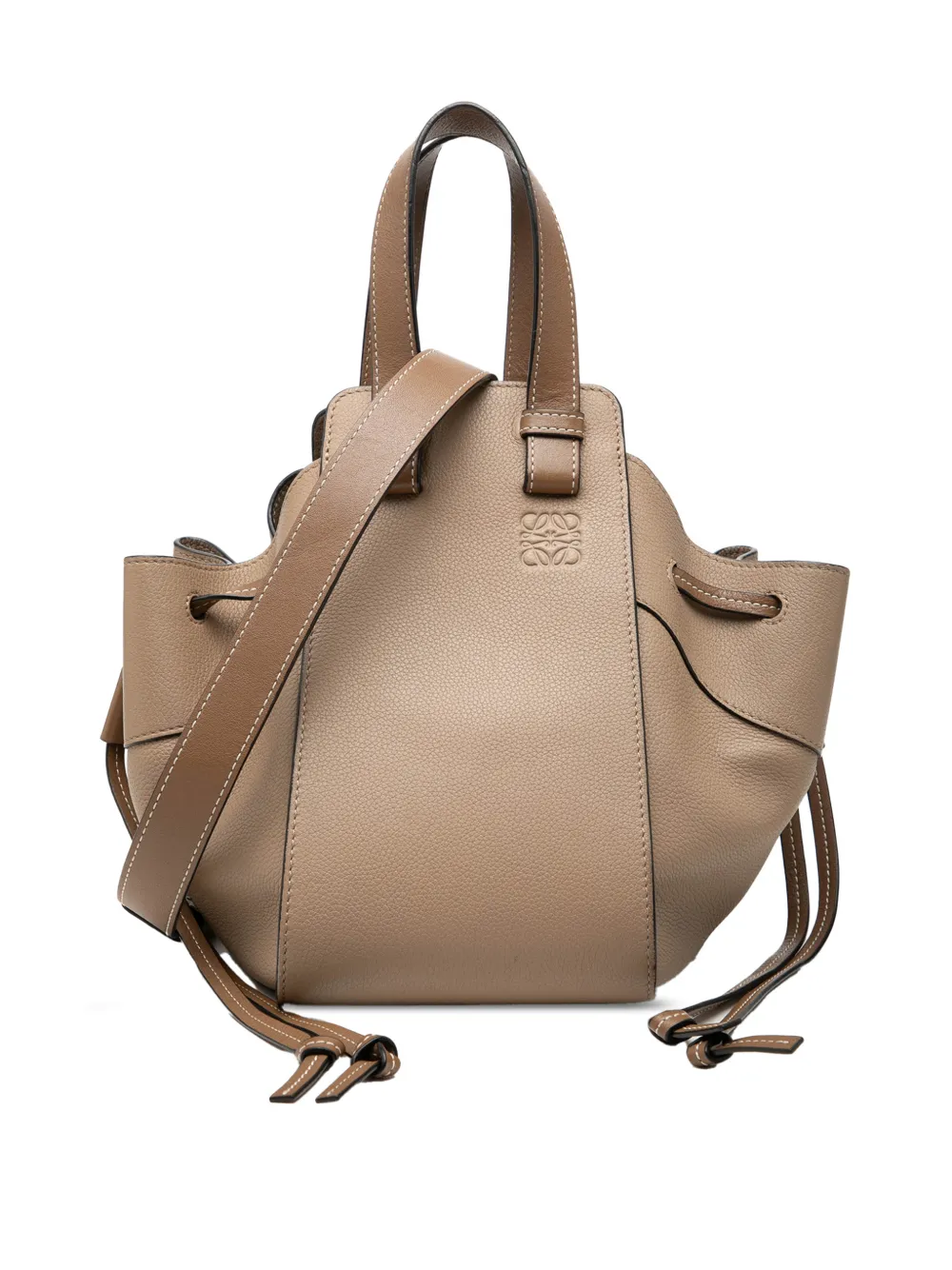 Pre-owned Loewe 2019 Small Grained Calfskin Drawstring Hammock Bag Satchel In Neutrals