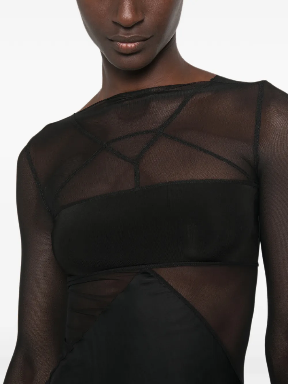 Rick Owens Combo maxi-jurk met lange mouwen Zwart