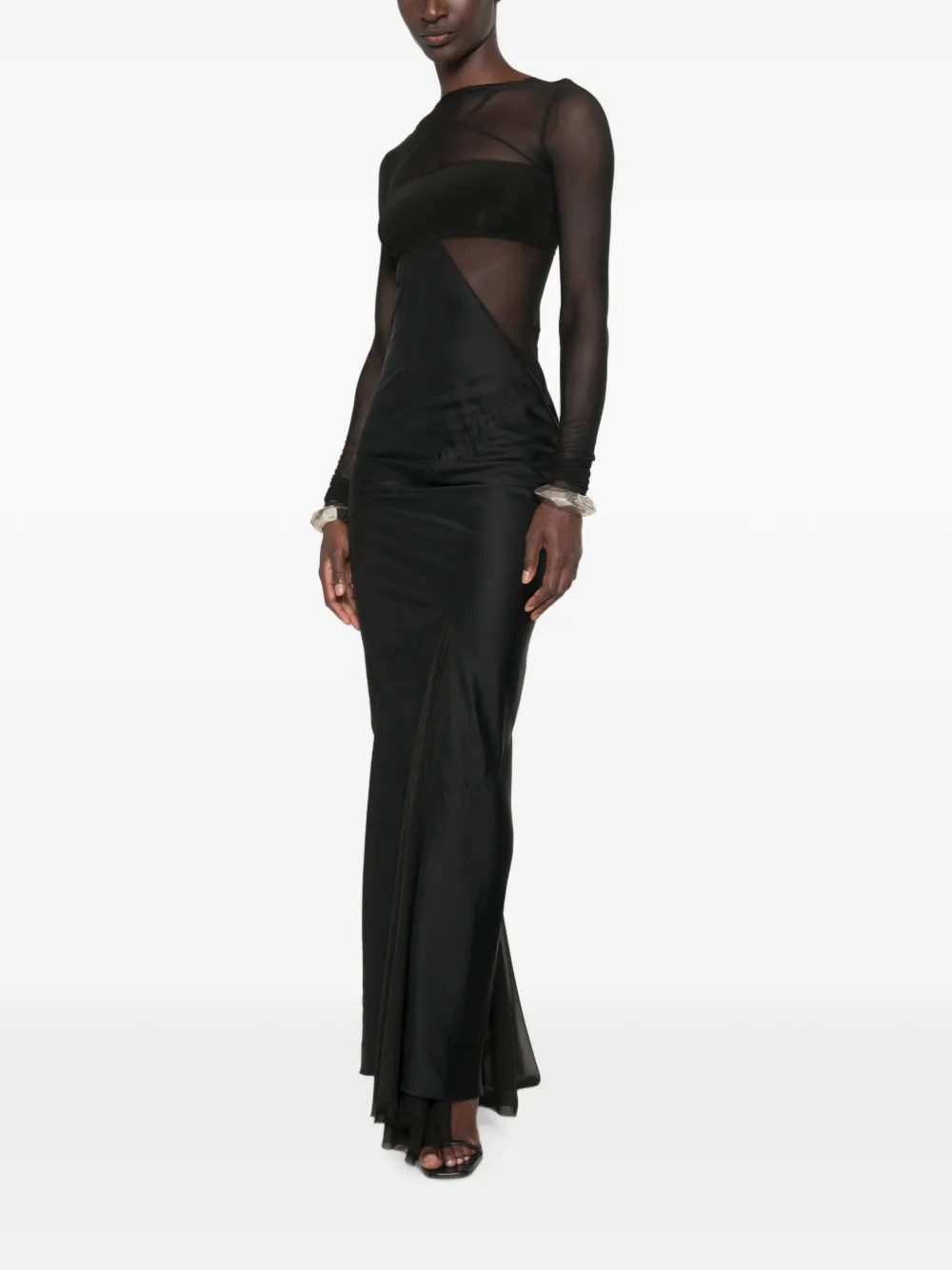 Rick Owens Combo maxi-jurk met lange mouwen Zwart