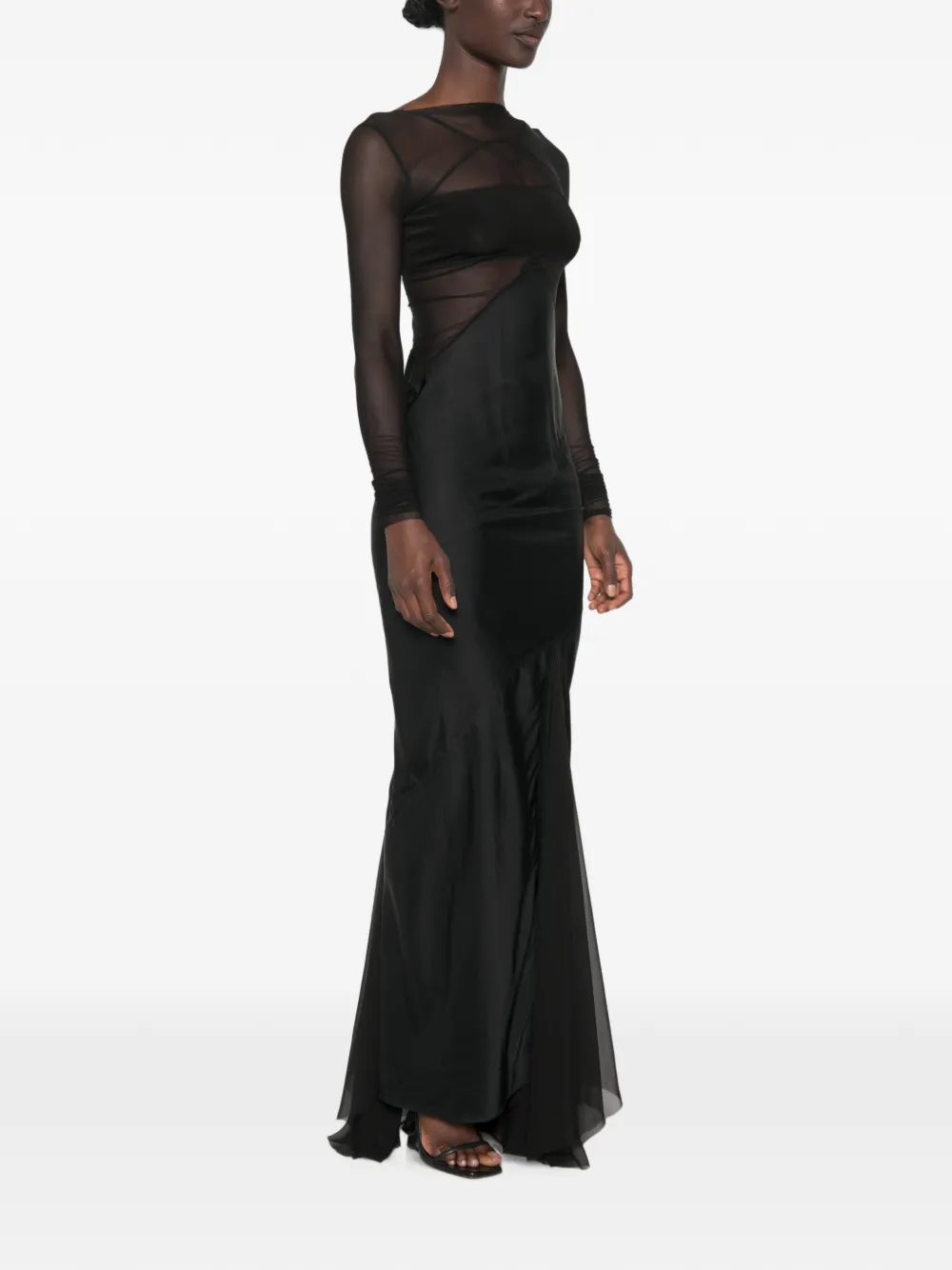 Rick Owens Combo maxi-jurk met lange mouwen Zwart