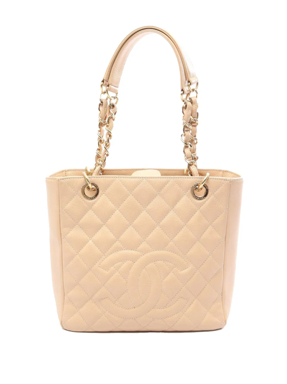 Pre-owned Chanel 2011 Caviar Petite Shopping Tote Bag In Neutrals