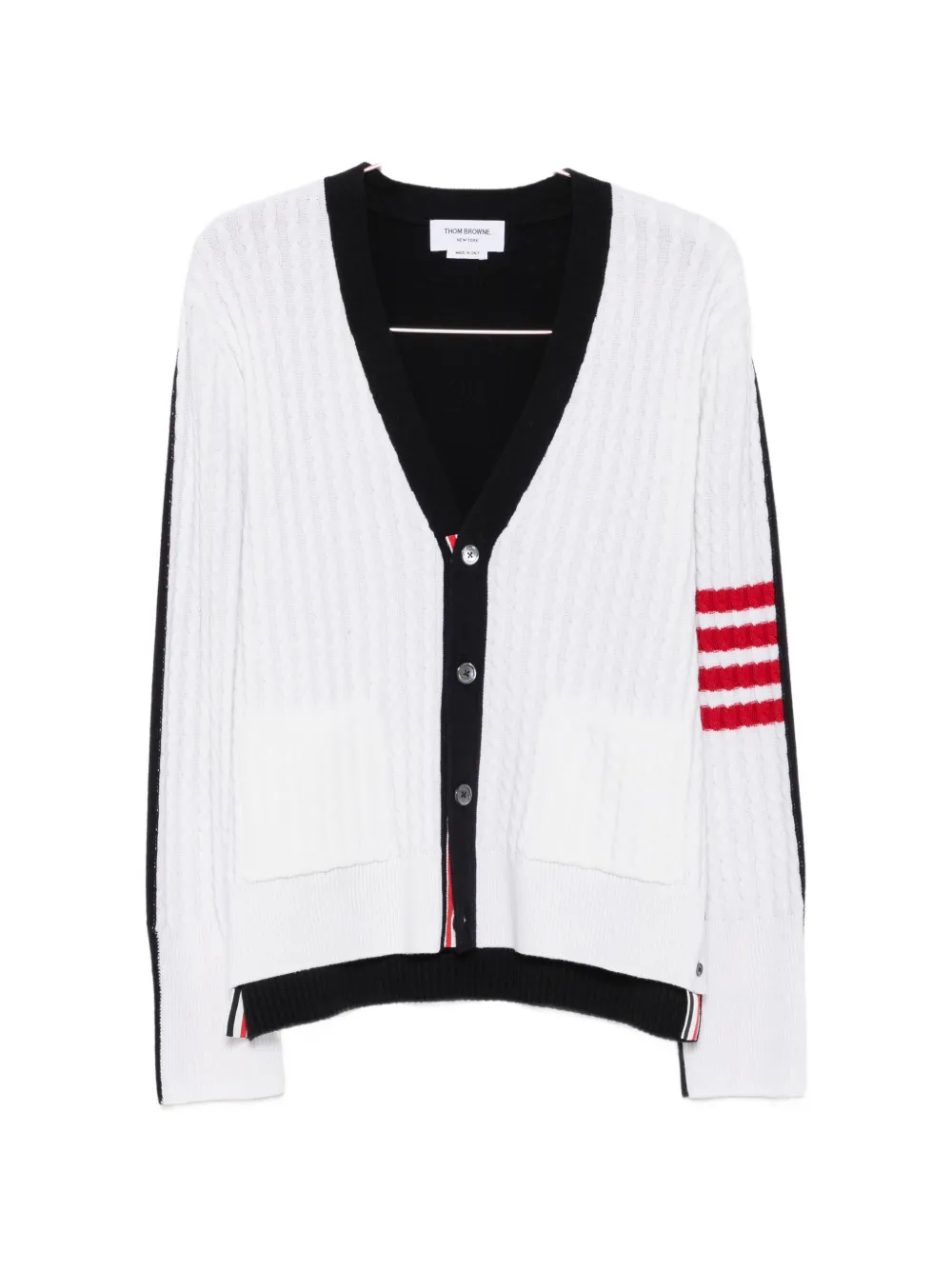 Thom Browne 4-Bar cable-knit cardigan - White