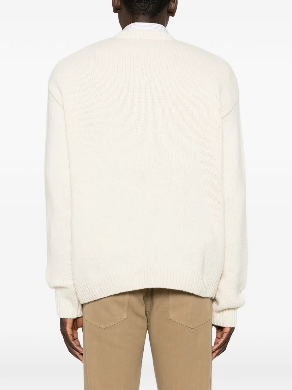 A.P.C. Ribgebreide trui met logo-intarsia Beige
