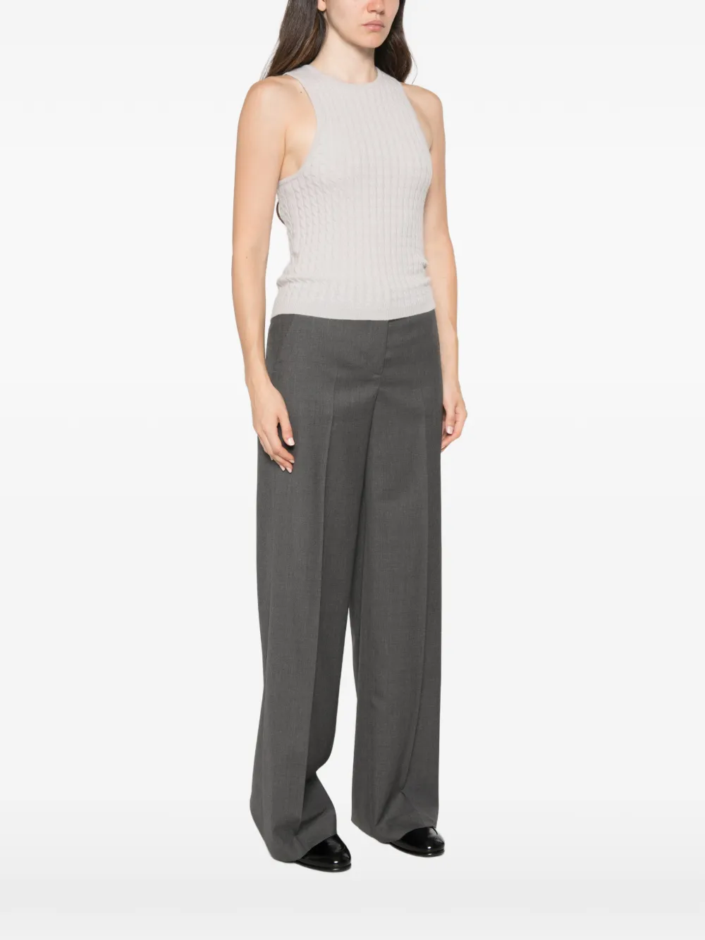 Lisa Yang Iora kabelgebreide tanktop Grijs