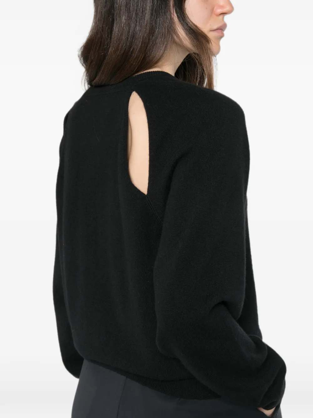 Lisa Yang Cambrie trui met raglan mouwen en uitgesneden details Zwart