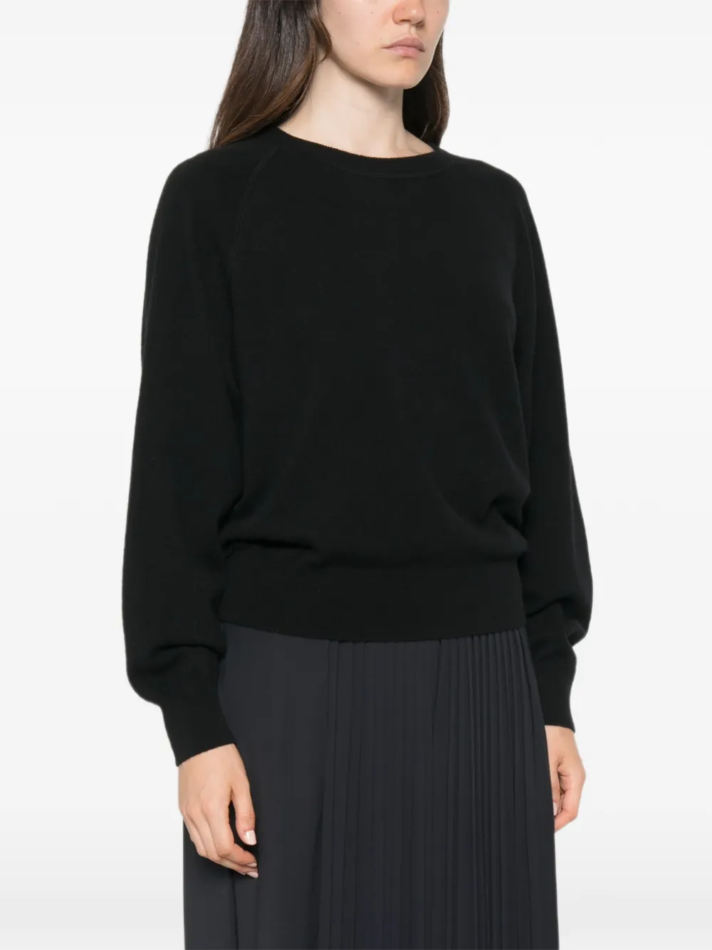 Lisa Yang Cambrie trui met raglan mouwen en uitgesneden details Zwart