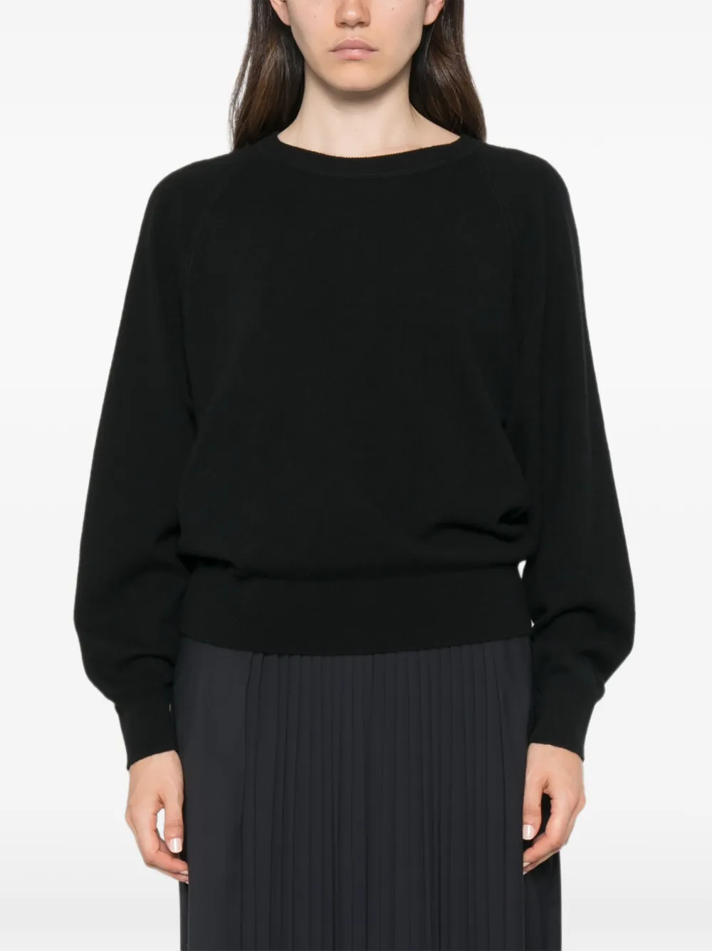 Lisa Yang Cambrie trui met raglan mouwen en uitgesneden details Zwart