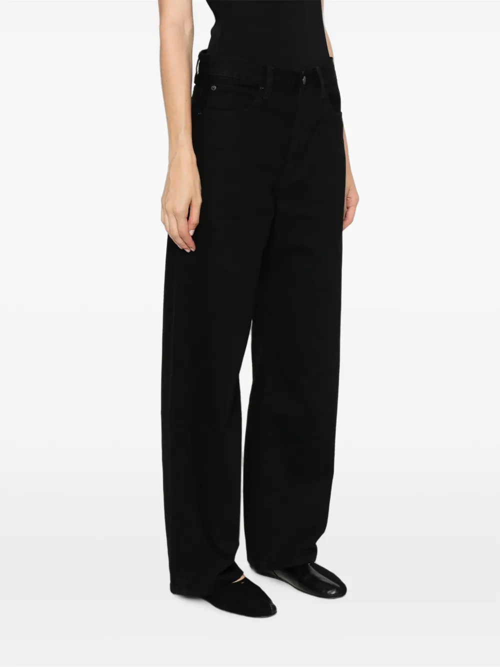 FRAME The Bow jeans met wijde pijpen Zwart