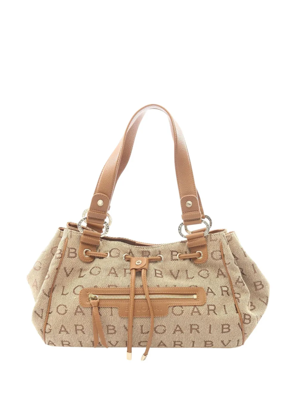 Pre-owned Bvlgari 2010-2026 Logomania Canvas Tote Bag In Neutrals