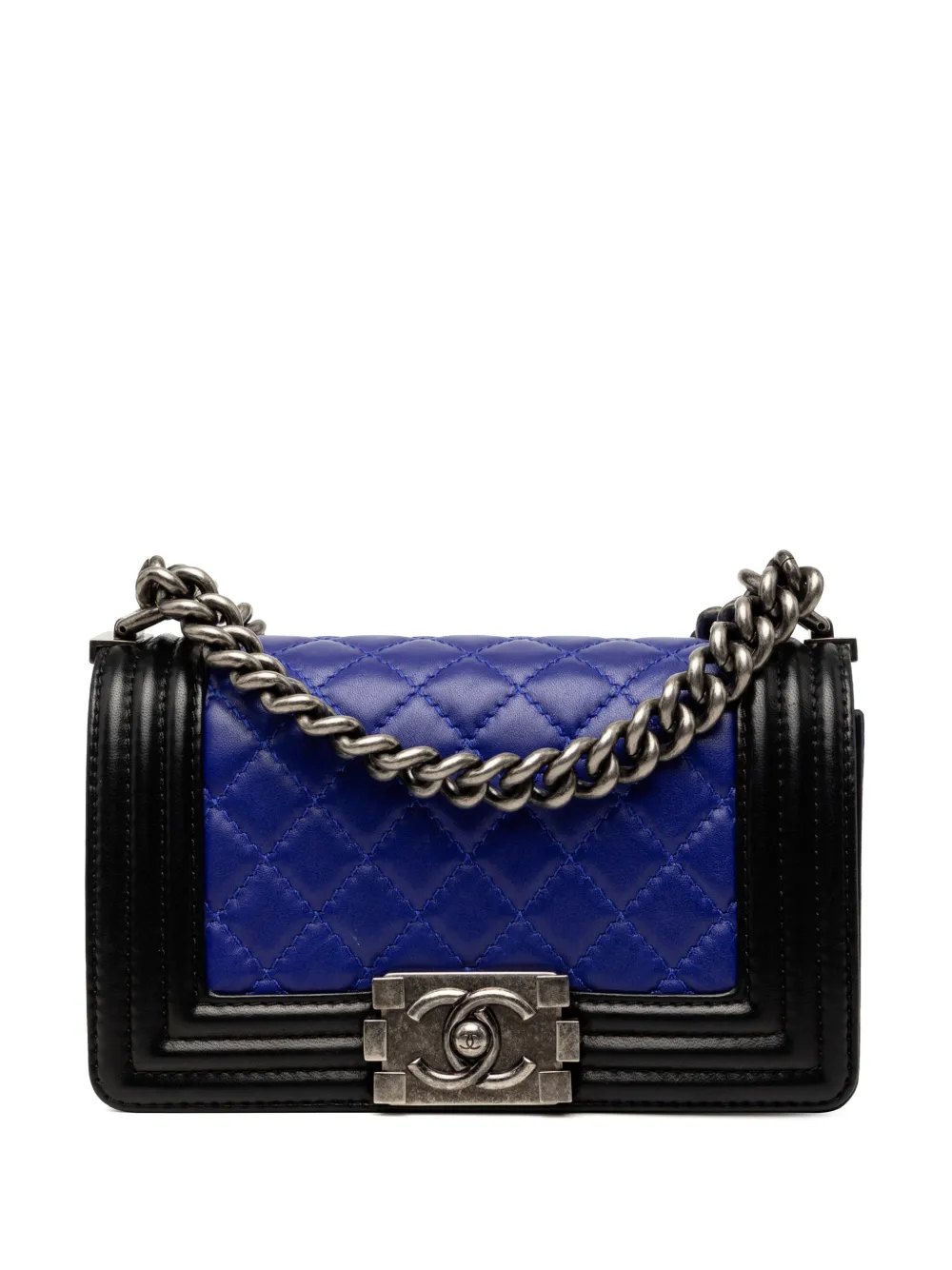 CHANEL Pre-Owned 2013-2014 Small Bicolor Lambskin Boy Flap shoulder bag - Black
