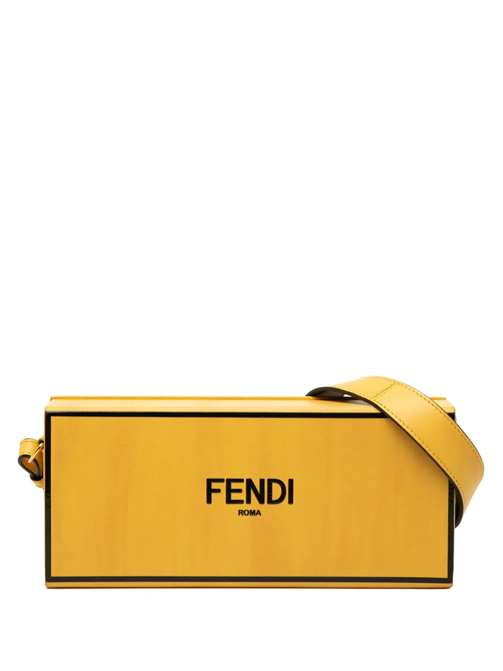 Pre-owned Fendi 2010-2026 Leather Horizontal Box Crossbody Bag In Yellow