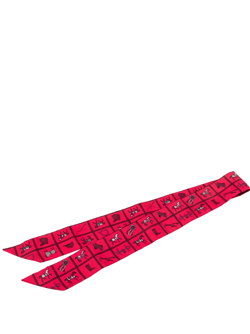Pre-owned Hermes 2000-2026 Couvertures Et Tenues De Jour Surteint Silk Twilly Scarf Scarves In Red