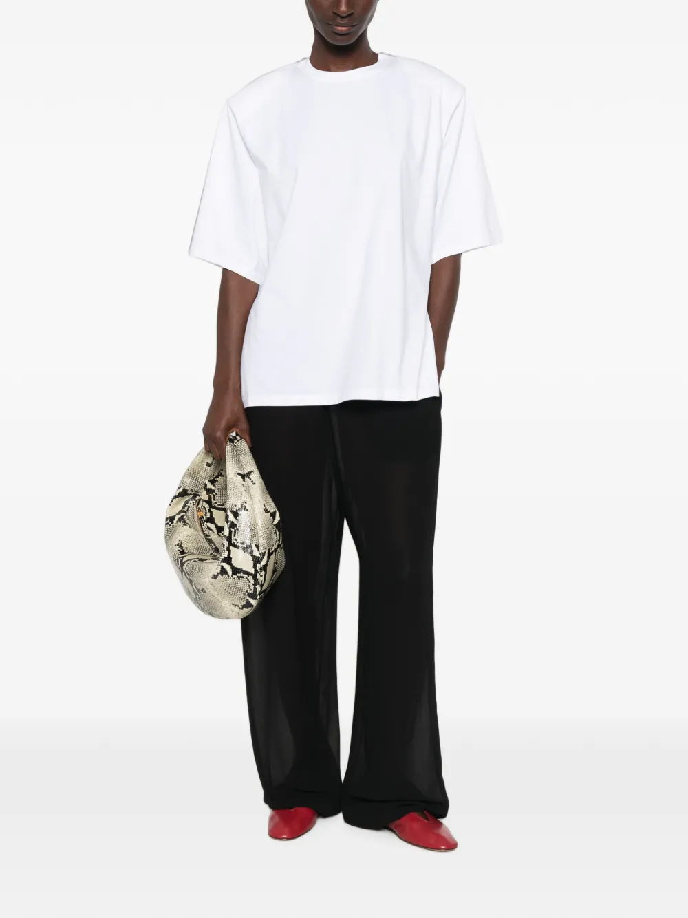 The Frankie Shop Anira gewatteerd T-shirt Wit