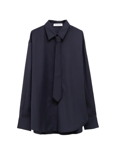 The Frankie Shop Peri tie neck shirt - navy