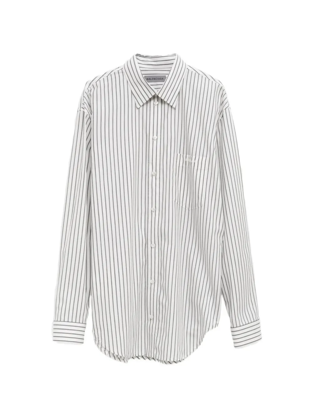 Balenciaga striped embroidered-logo shirt