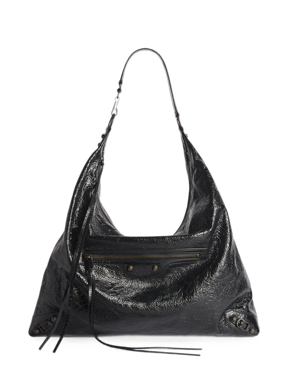 Balenciaga large Le City crinkled-leather shoulder bag - Black