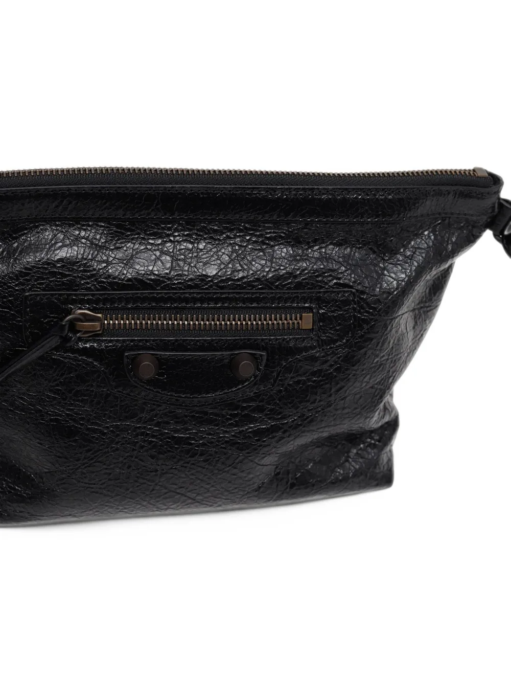 Balenciaga Le City crinkled leather clutch bag Zwart