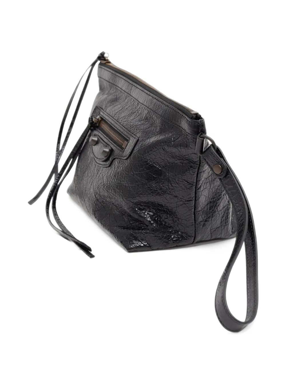 Balenciaga Le City crinkled leather clutch bag Zwart