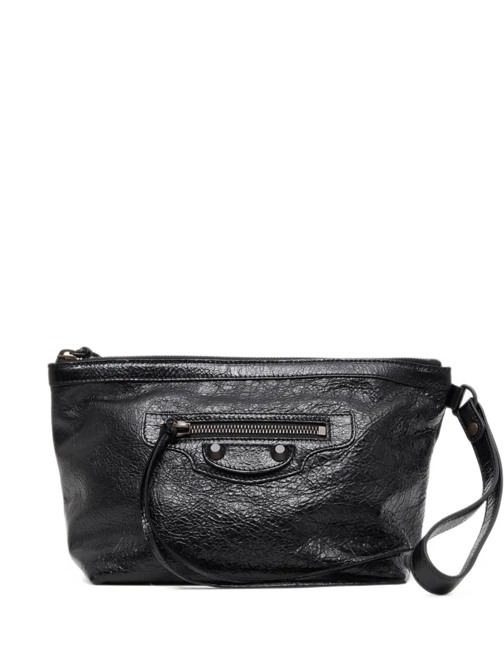 Balenciaga Le City crinkled leather clutch bag - Nero