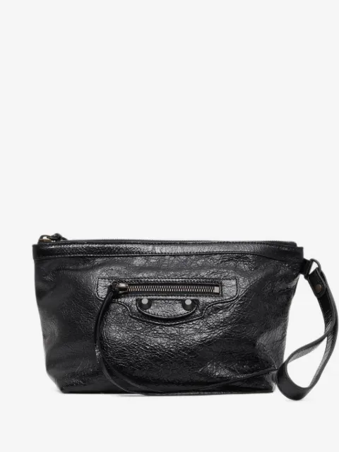 Le City crinkled leather clutch bag