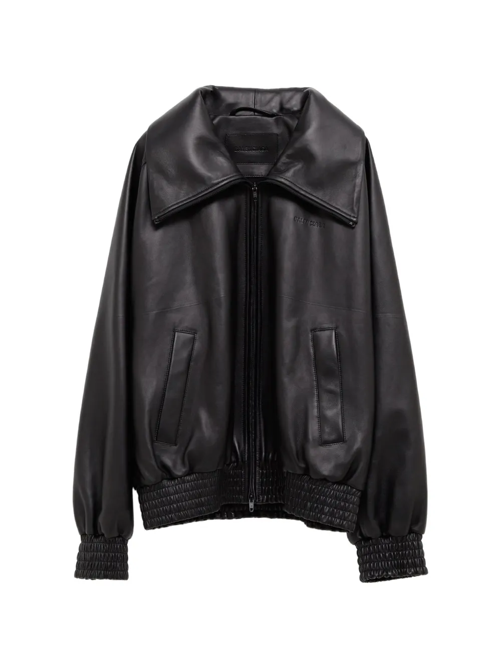 Balenciaga logo-debossed leather jacket - Schwarz