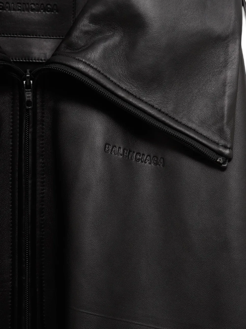 Balenciaga logo-debossed leather jacket Zwart