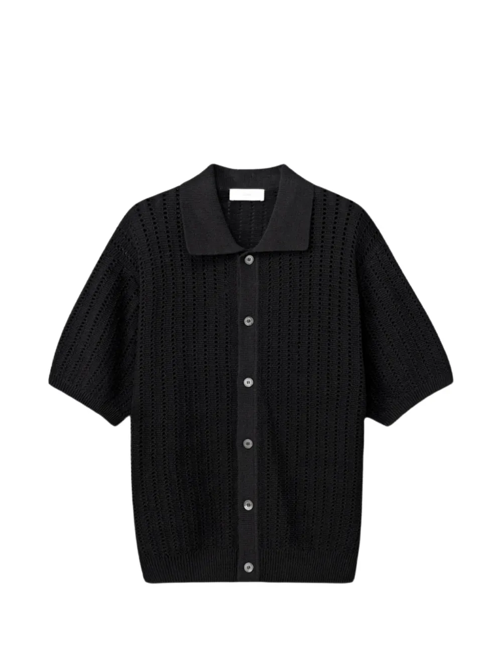 DUNST crochet-knit collared cardigan - Nero