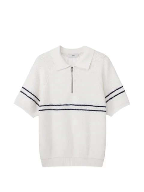DUNST striped half-zip polo shirt