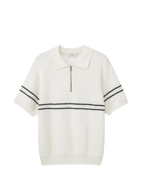 DUNST striped half-zip polo shirt