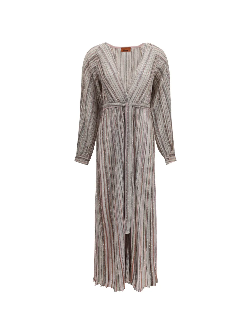Missoni long ribbed cardigan with belt and sequins - Rosa