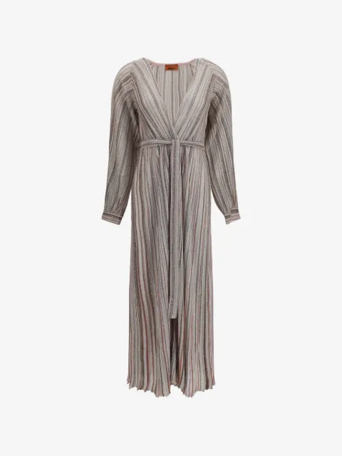 Missoni cárdigan largo de canalé con cinturón y lentejuelas