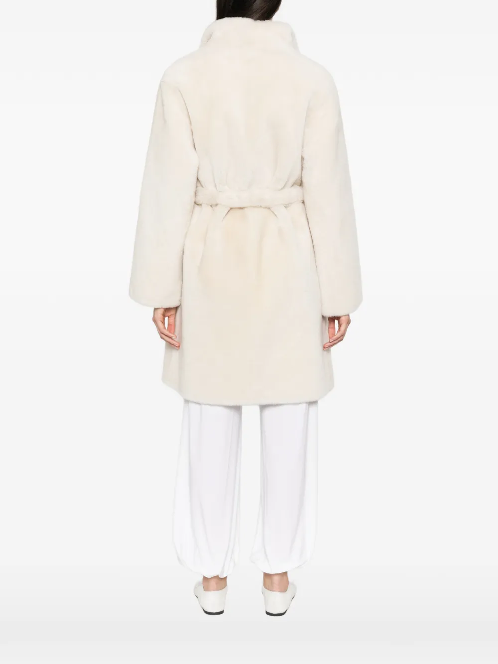 Yves Salomon belted shearling coat Beige