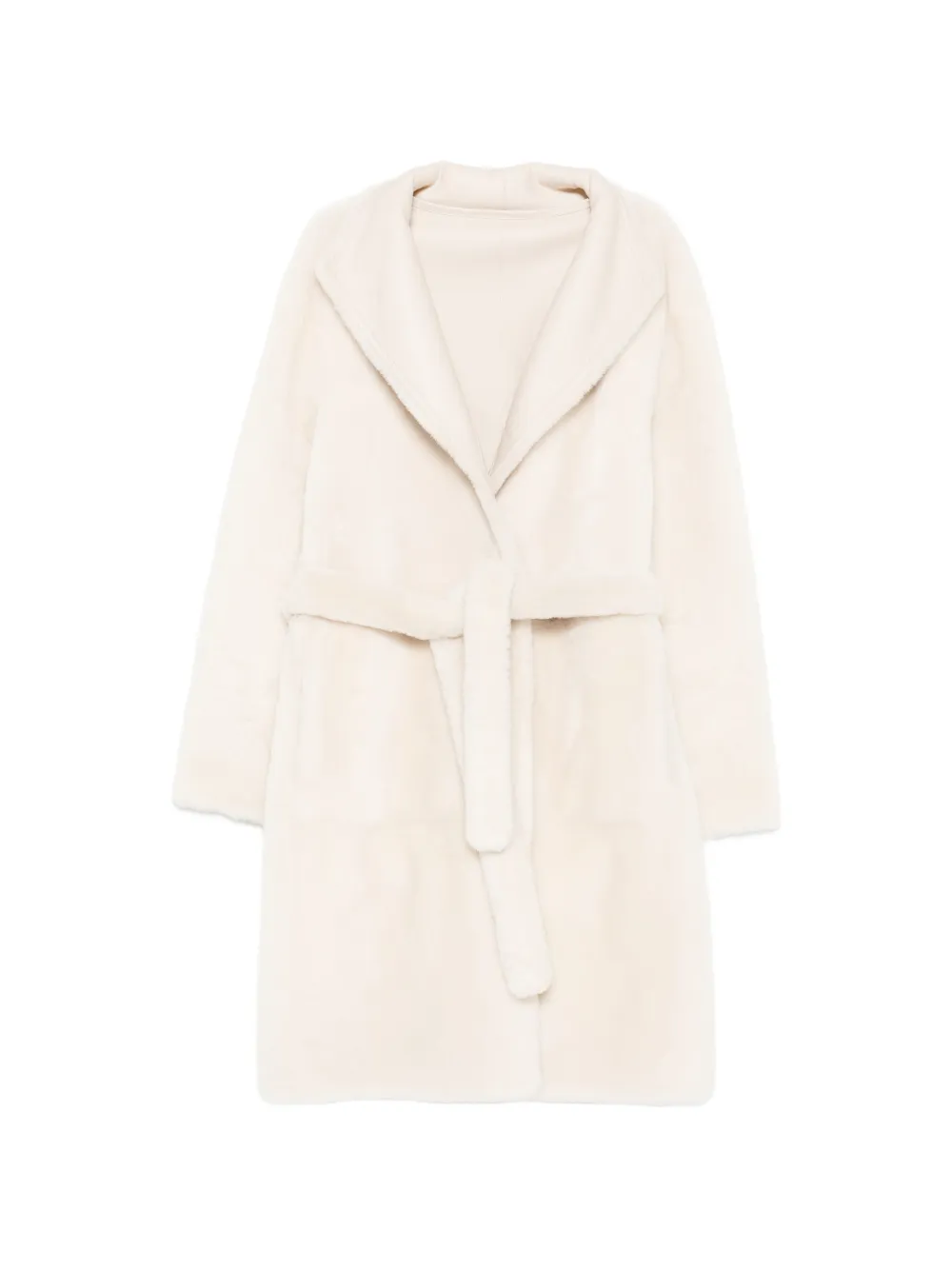 Yves Salomon belted shearling coat Beige