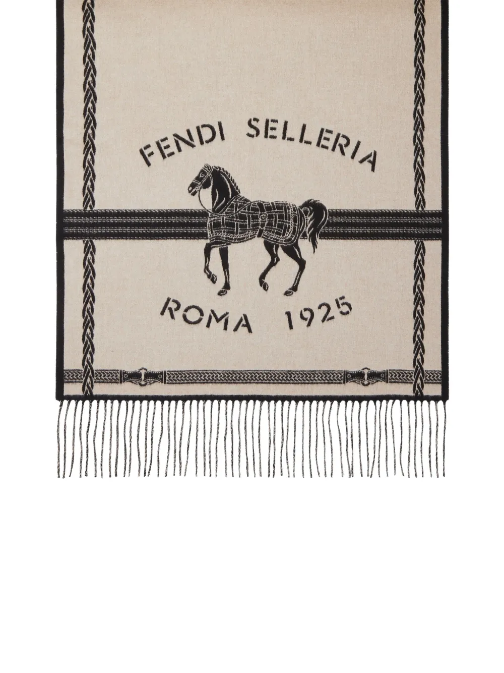 FENDI Selleria intarsia gebreide sjaal Beige
